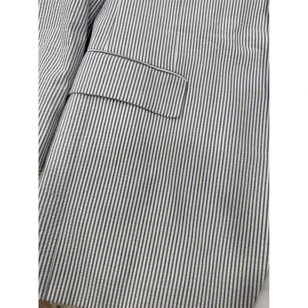 Jos A Bank Mens 42R Seersucker Blazer Blue White Striped Sport Coat 2 Button